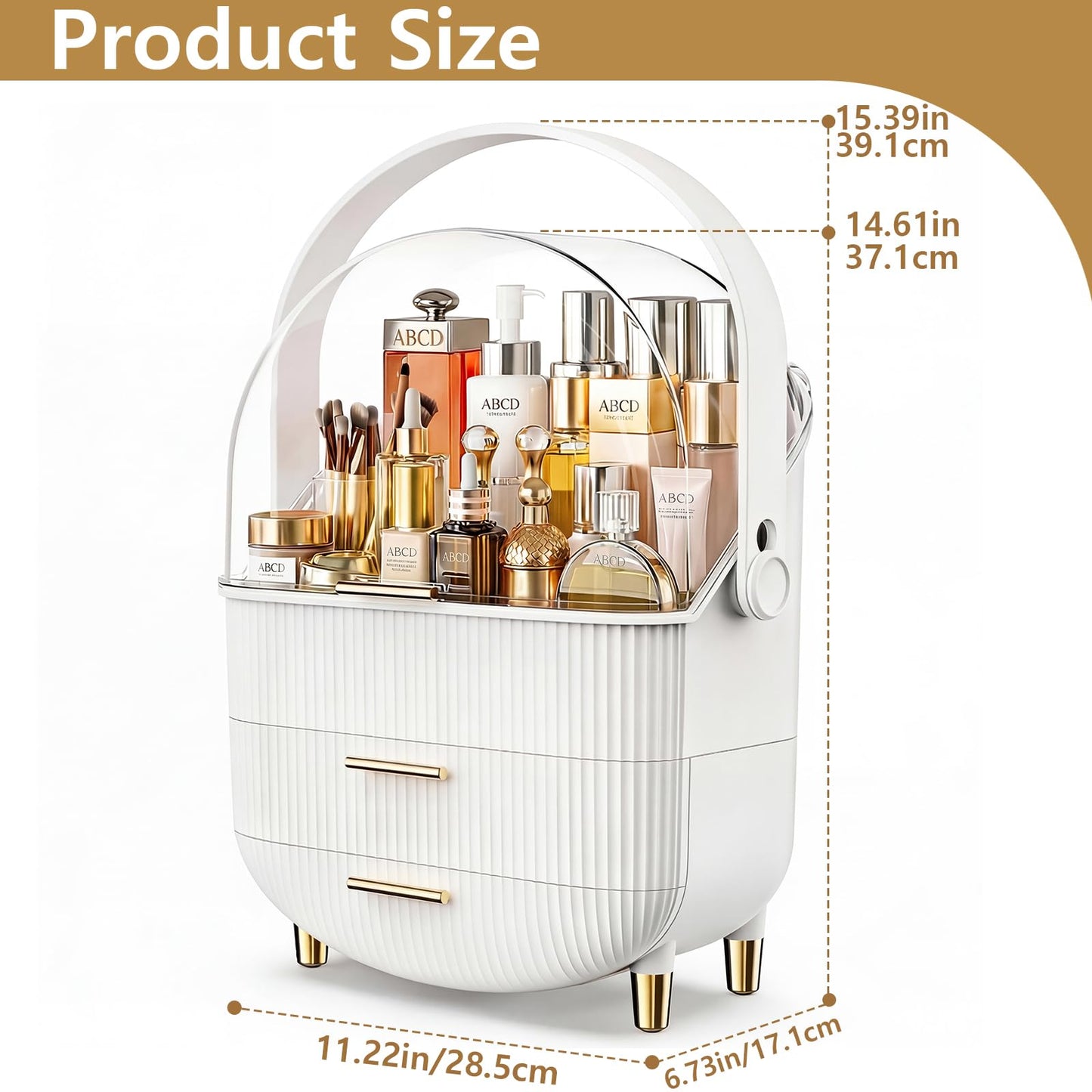 Makeup Organizer Skincare Organizers - Cosmetic Display Cases with Transparent Cover, SkinCare Organizers for Bathroom Countertop, Bedroom Vanity Beauty and Personal Care NestOrganix