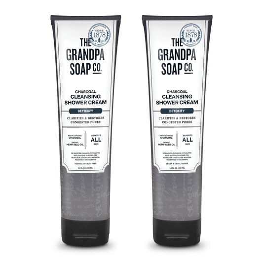 The Grandpa Soap Company Charcoal Cleansing Shower Cream - Clarifies & Restores Congested Pores, With Activated Charcoal & Hemp Seed Oil, Detoxifies Beauty & Personal Care The Grandpa Soap Company