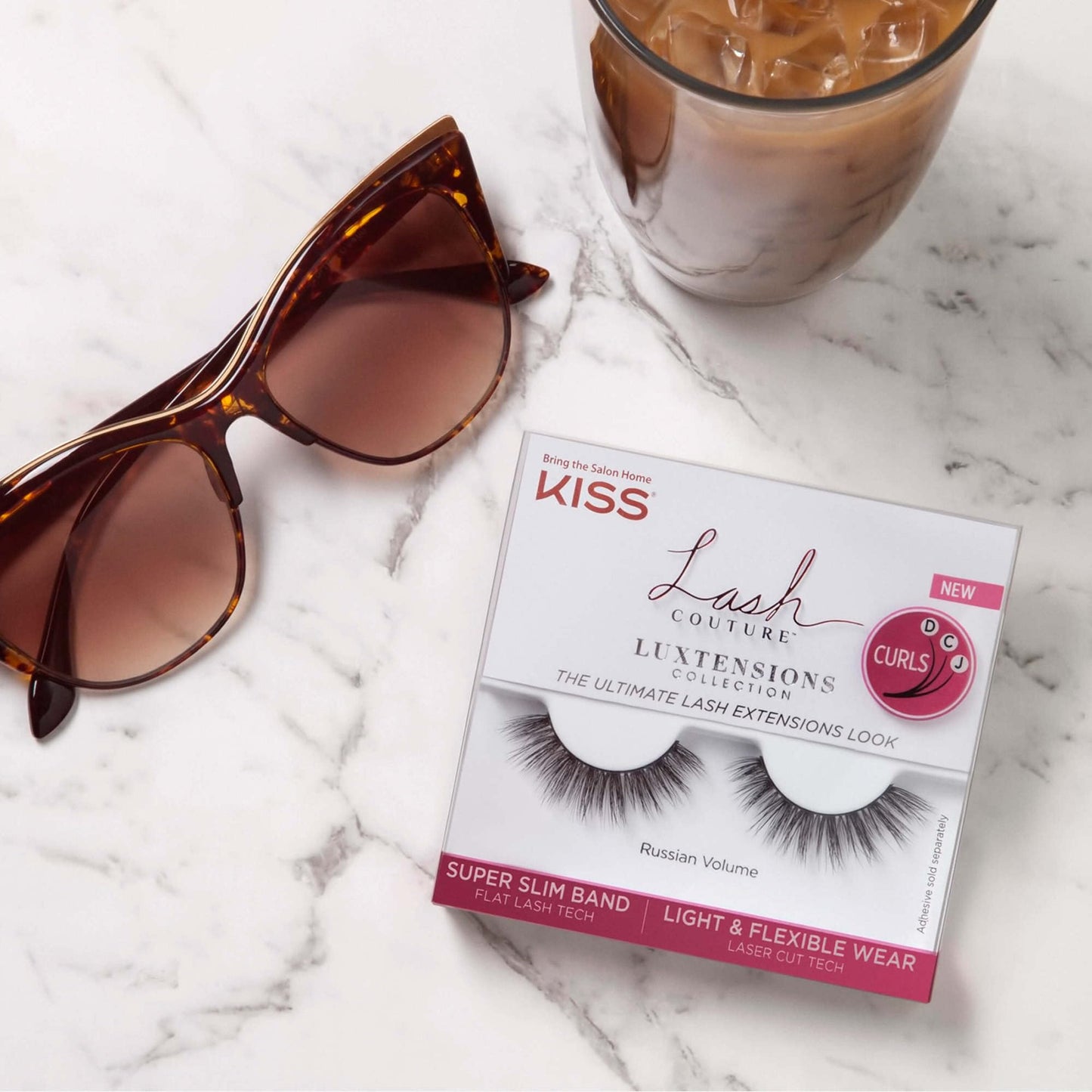 KISS Lash Couture LuXtensions Collection False Eyelashes, Flat Lash Technology, Super Slim Lash Band, Real Lash Extension Fibers, Reusable, Style