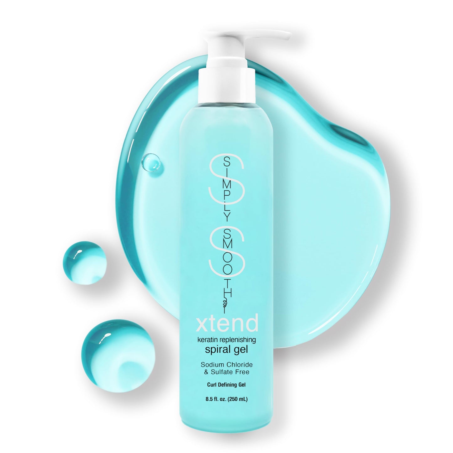 SIMPLY SMOOTH Xtend Keratin Replenishing Spiral Gel | Lightweight Curl Defining Gel | Define Curls, Add Bounce & Tame Frizz | Non Flaking Formula & No