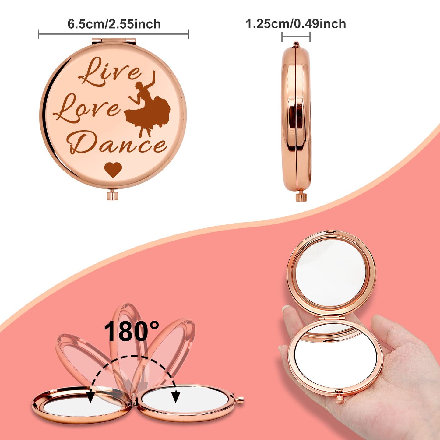 Dance Lover Gift Dance Teacher Gifts Compact Makeup Mirror Dance Gift for Ballet Girl Ballerina Dancer Daughter Graduation Birthday Gift Compact