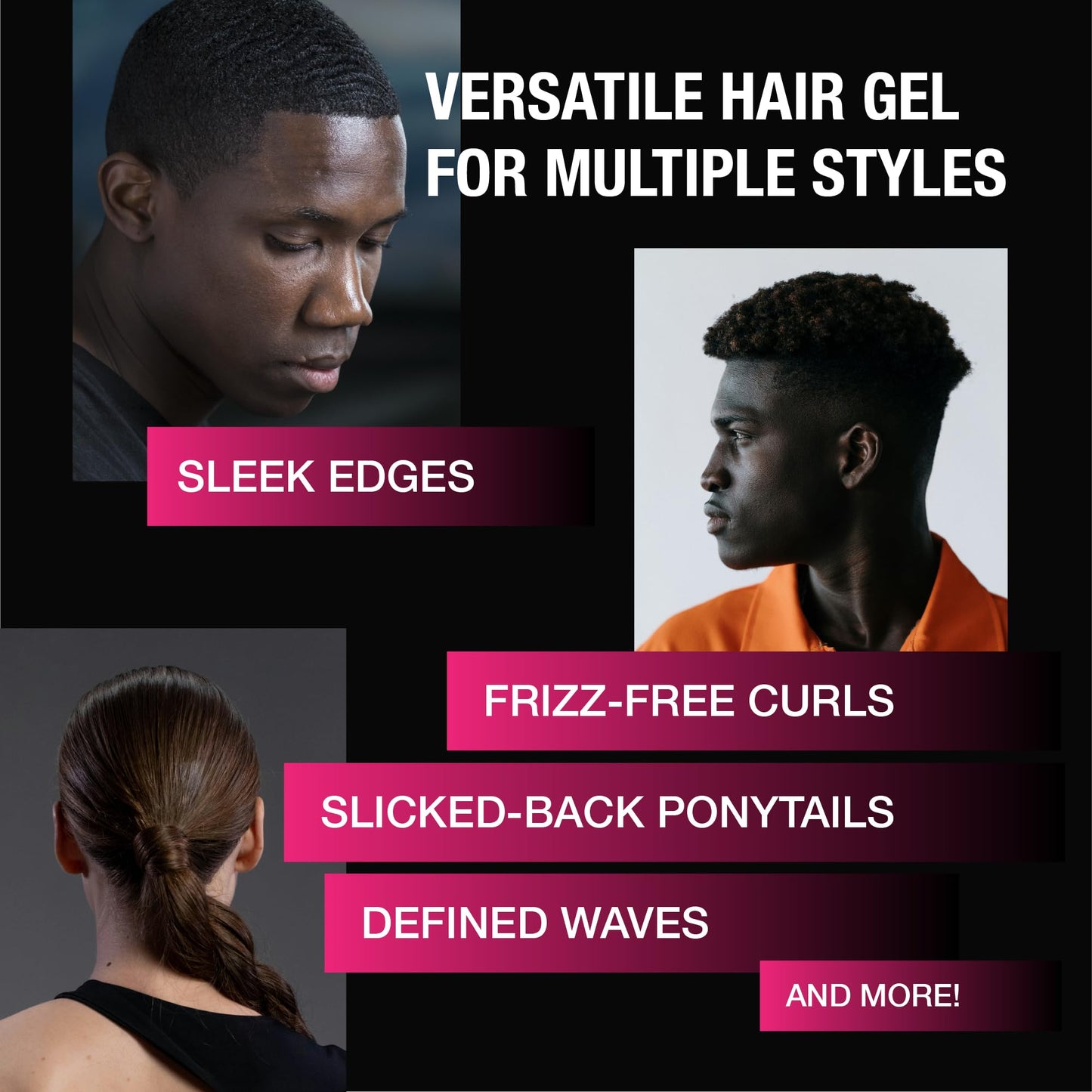 Red by Kiss Power Grip Gel - Long-Lasting Hold, Frizz-Free, High Shine, Protein Complex, Edge Control & Curl Definition (Ultra Hold, 5 oz)