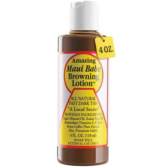 Maui Babe Browning Lotion - Natural Hawaiian Tan Accelerator with Vitamins & Antioxidants - Moisturizing Formula for All Skin Types - Made in USA - 4