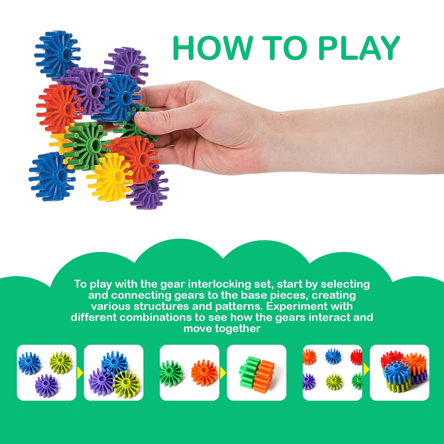 KAKATIMES STEM Gear Building Blocks – Educational Interlocking Construction Playset for Kids to Boost Creativity & Problem-Solving