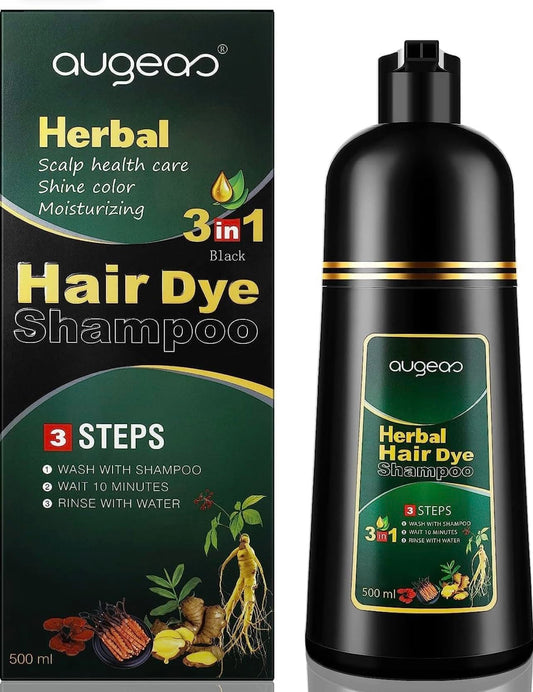 Maani Essence AUGEAS 500ML Hair Shampoo Permanent Hair Color Shampoo, Hair Dye Shampoo Black Hair Shampoo 3 IN 1 Organic Herbal Natural Fast Hair