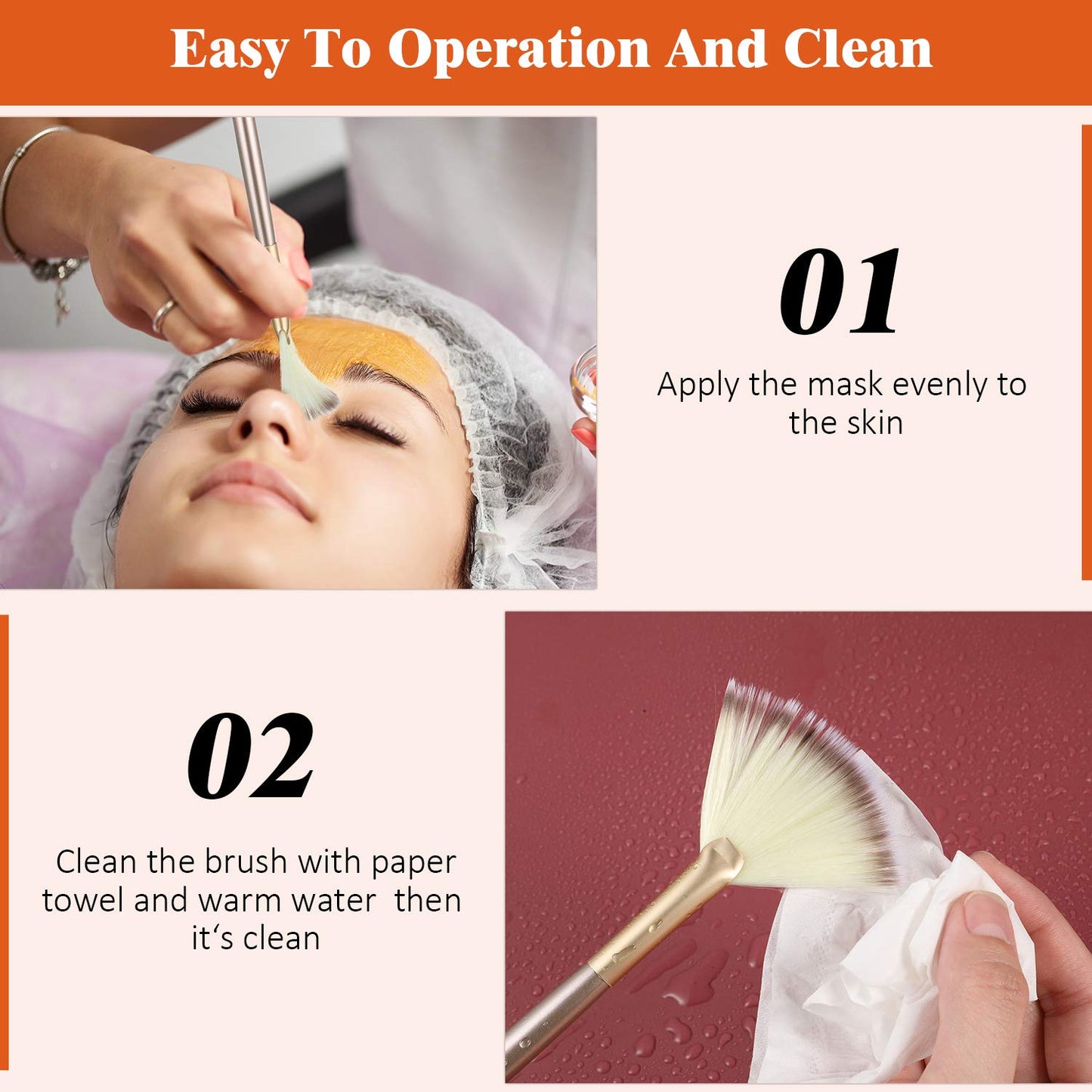9 Pieces Facial Fan Mask Brushes, Soft Facial Applicator Brushes Tools for Peel Glycolic Makeup for Mud Cream(Champagne) Beauty and Personal Care Maitys