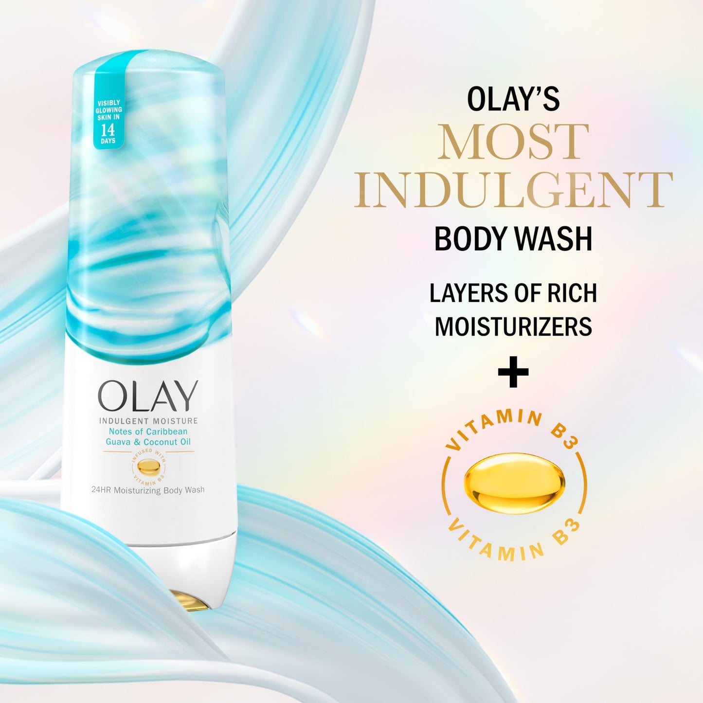 Olay Body Wash for Women, Indulgent Moisture, 24hr Moisturizing & Nourishing Formula, Infused with Vitamin B3 Complex, Luxurious Fragrances, Guava