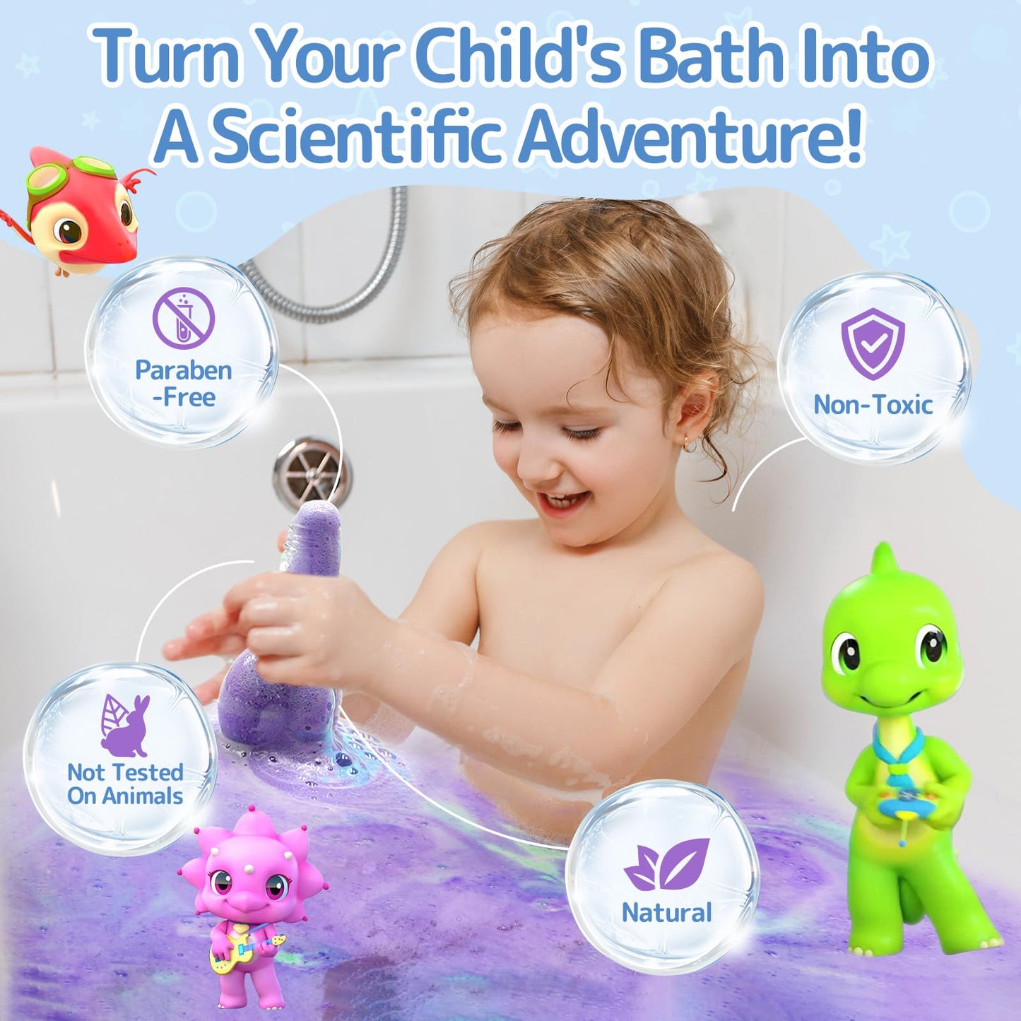 Bath Toys for Kids Potion, SWCANDY 6 Pack Bath Bombs Fun Time Bathtub Colorful Bubble Foam Boys Girls with Indoor Outdoor Scientific Soap Magical…