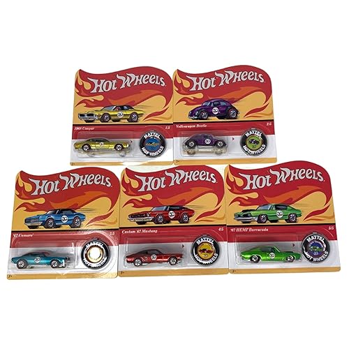 Hot Wheels 2018 50th Anniversary Redline Complete Set of 5 Diecast Vehicles with Collector Buttons