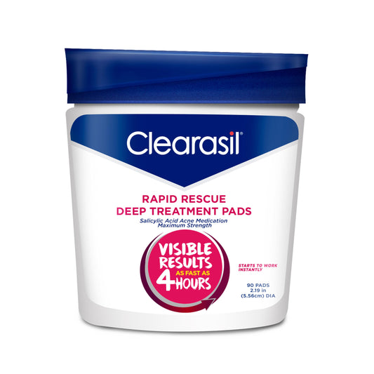 Clearasil Rapid Rescue Deep Treatment Acne Face Pads, Maximum Strenght with 2% Salicylic Acid Acne Treatment Medicine, 90 Count Beauty and Personal Care Clearasil Default Title