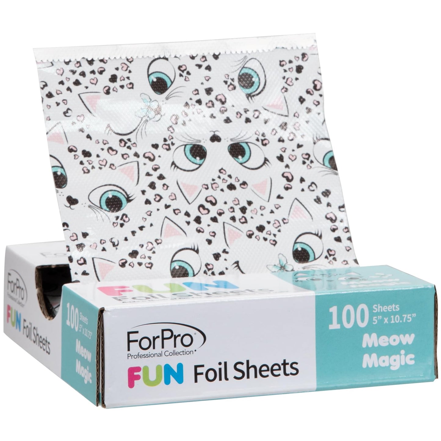 ForPro FUN Meow Magic 5" Foil Sheets, Aluminum Foil, Pop-Up Foil Dispenser, Hair Foils for Color Application and Highlighting Services, Food Safe, 5”