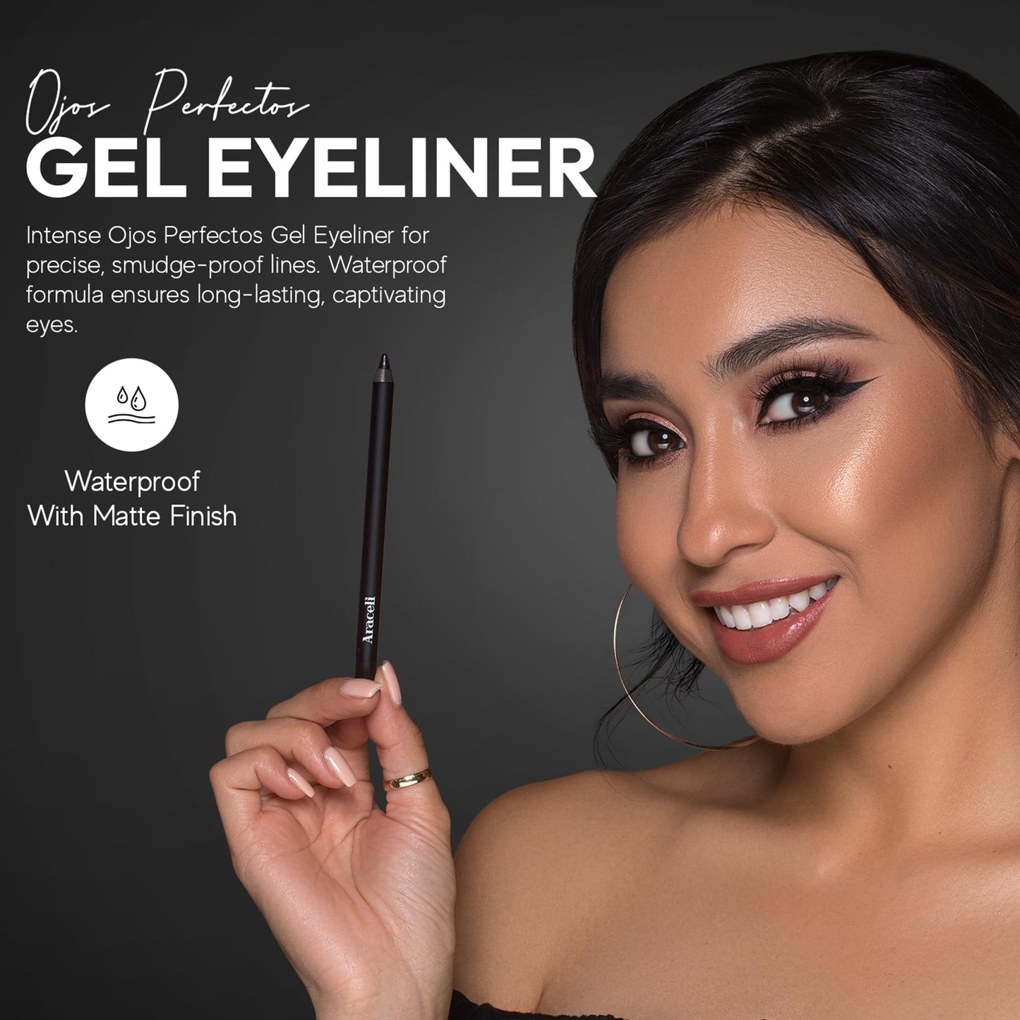Araceli Beauty Gel Pencil Eyeliner - Water Resistant, Long-Lasting, Smudge-Proof Creamy Formula for Precision Lining - Hypoallergenic, Bold Eyeliner