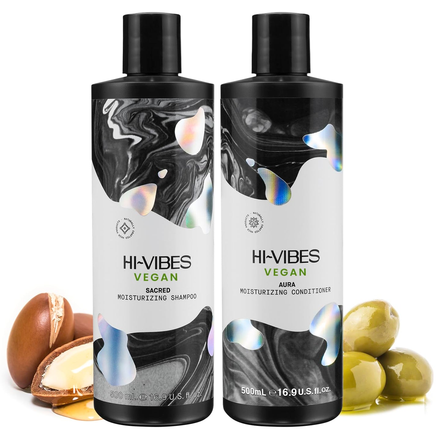MOEHAIR Hi-Vibes Argan Oil Shampoo and Conditioner | Infused With Avocado, Sunflower, and Coconut Oils | Cleans and Nourishes Hair | Vegan Shampoo