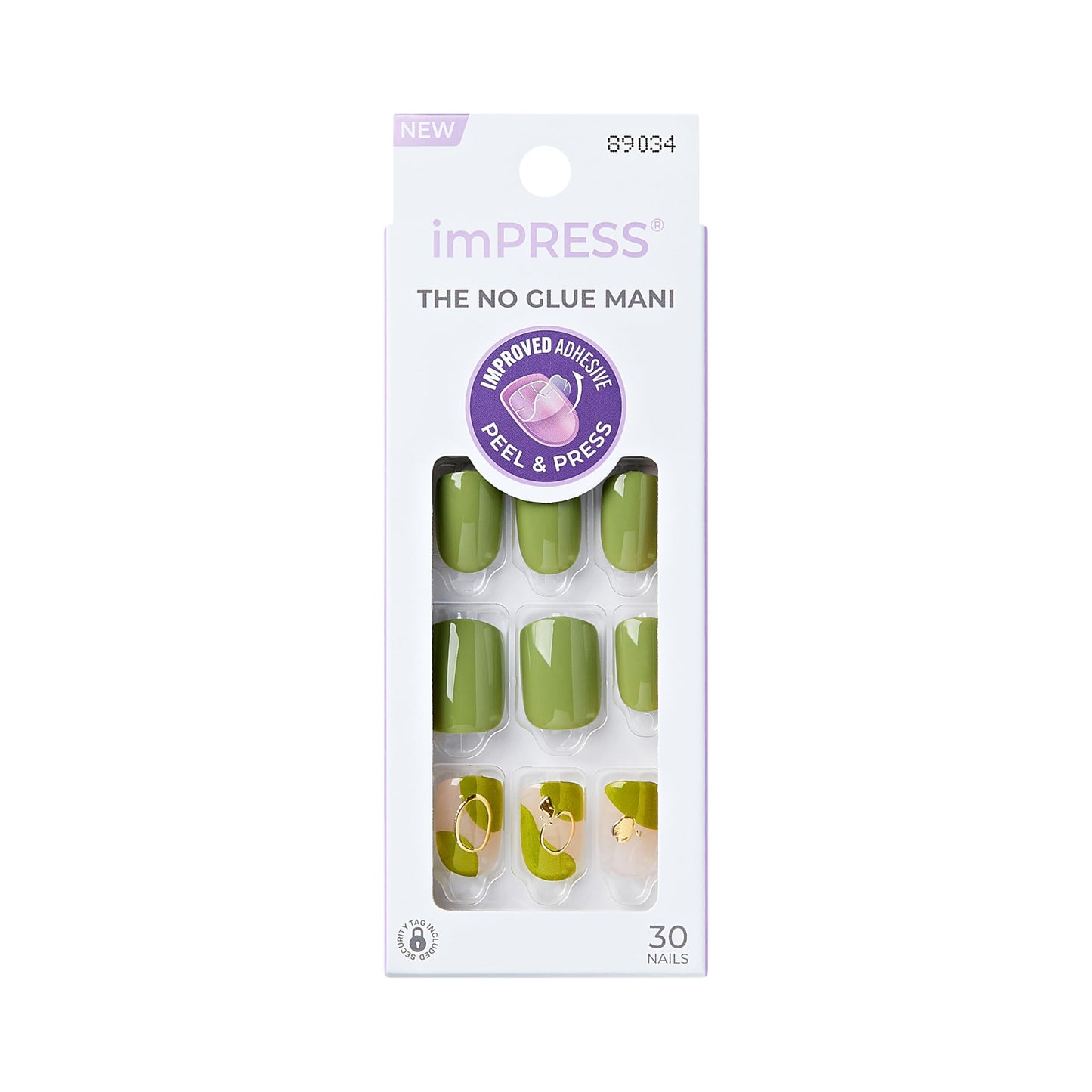 Kiss Impress No Glue Mani Press On Nails, Design, 'Before Sunrise', Green, Short Size, Squoval Shape, Includes 30 Nails, Prep Pad, Instructions Sheet Beauty & Personal Care imPRESS