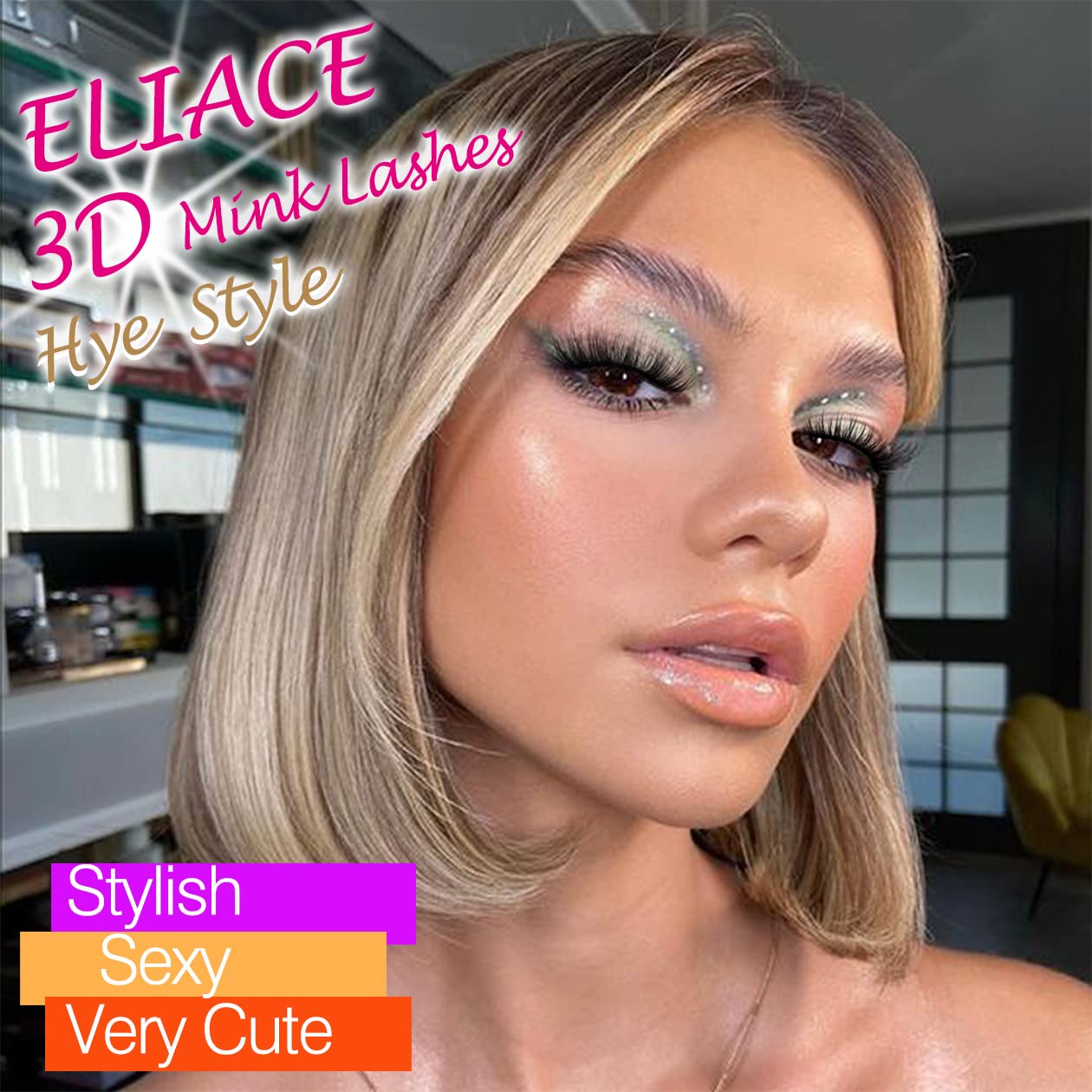 Eliace False Eyelashes Natural look Cat Eye Lashes Wispy Strips 15 Pairs 3D Mink Lashes Fake Eyelashes Faux Fluffy,Winged Fox Eyelashes, Soft Thin