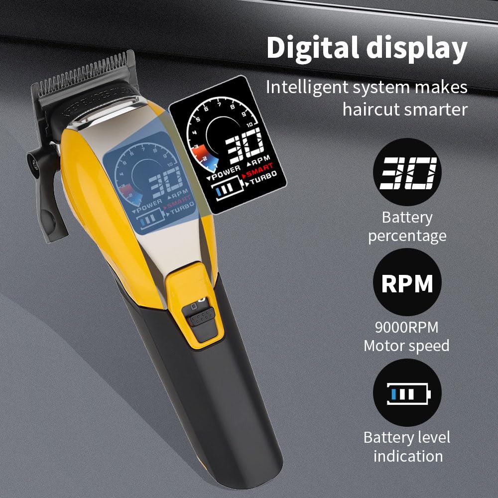 QDKVTNDJZ Quiet Cordless Hair Clippers for Men - High Torque 9000RPM Motor, Low Heat, Professional Trimmer with Charging Dock, Digital Display, 6 Beauty and Personal Care QDKVTNDJZ