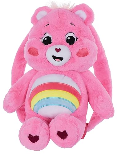 iscream Care Bears Cheer Bear Shaped 16"x 12" Furry Backpack with Adjustable Straps And Zipper Closure