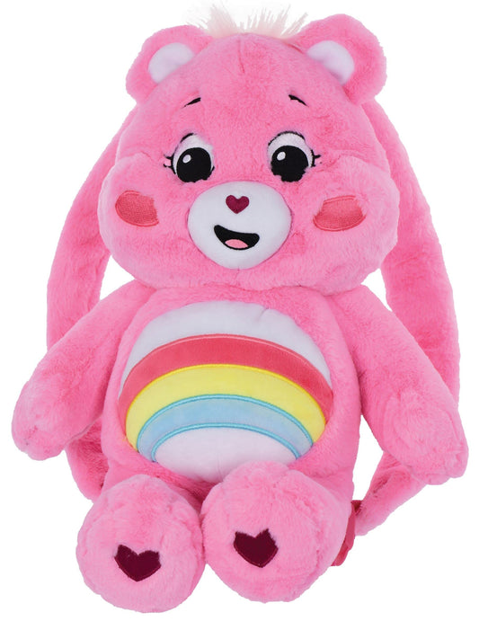 iscream Care Bears Cheer Bear Shaped 16"x 12" Furry Backpack with Adjustable Straps And Zipper Closure