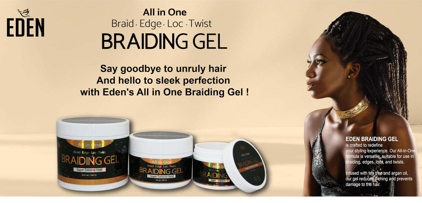EDEN Braiding Gel (8 Fl oz) | No Flaking or Whitening