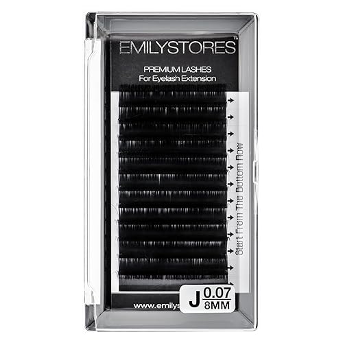 EMILYSTORES Lash Extensions 0.07mm Thickness J Curl Length 8mm Natural Looking Easy Fan Eye Lashes For Eyelash Extensions(0.07,J,8mm)