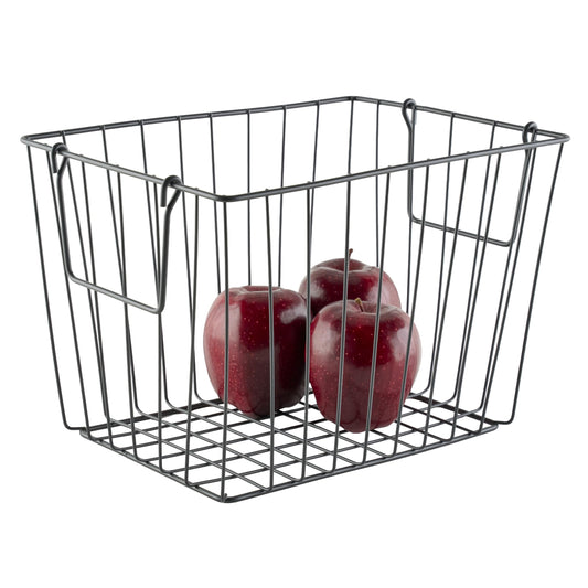 G.E.T. WB-315-MG Heavy Duty Iron Wire Utility Storage Basket/Bin with Handles, 11" x 8" x 8"