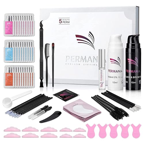 PERMANIA Lash Lift with Black Color Kit, Quick Eyelash & Brow Lamination 15 Mins Coloring Natural Black Result in Lash Enhancers & Primers