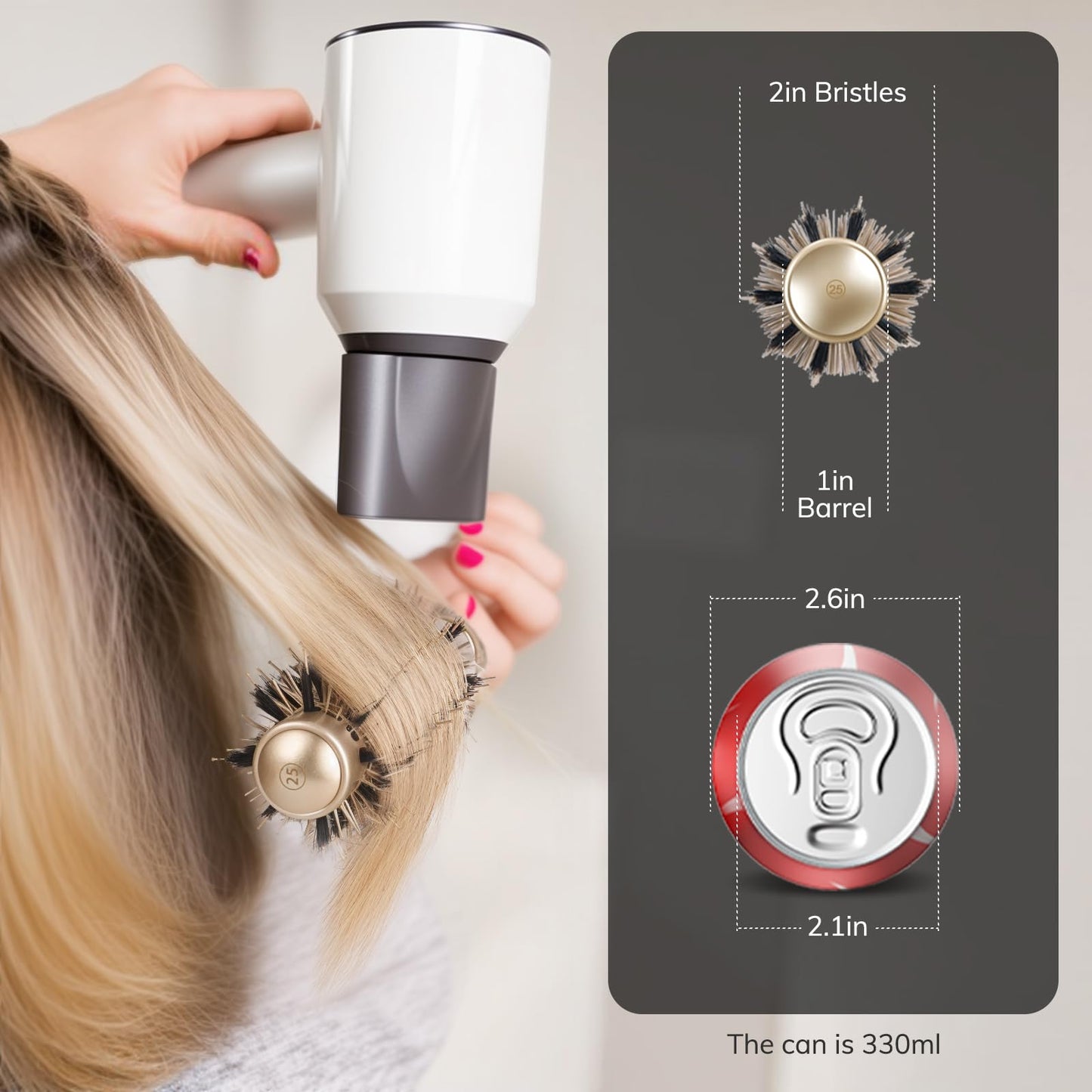Sndyi Small Round Brush for Blow Out, Nano Thermal Ceramic Ionic Round Hair Brush with Boar Bristles, Boost Shine & Volume, For Short Hair with Quick Beauty and Personal Care Sndyi