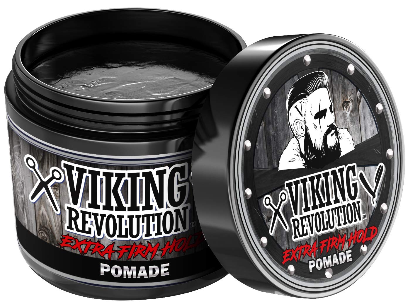 Viking Revolution Extreme Hold Pomade for Men - Style & Finish Your Hair - Extra Firm,Strong Hold & High Shine for Men’s Styling Support - Water Based