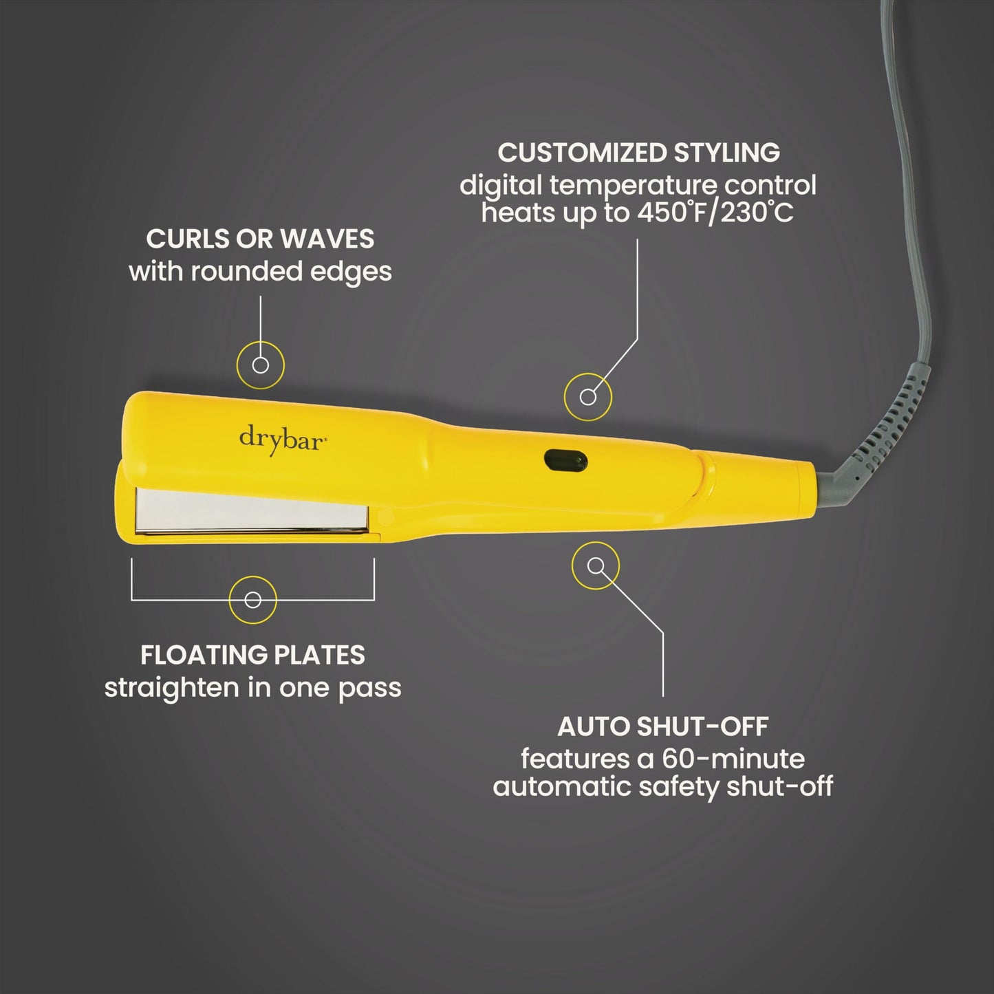 Drybar The Tress Press Straightening Iron 1" - Ionic Technology for Smooth, Shiny Hair - Straighten or Wrap Around Barrel to Create Curls, Waves, or