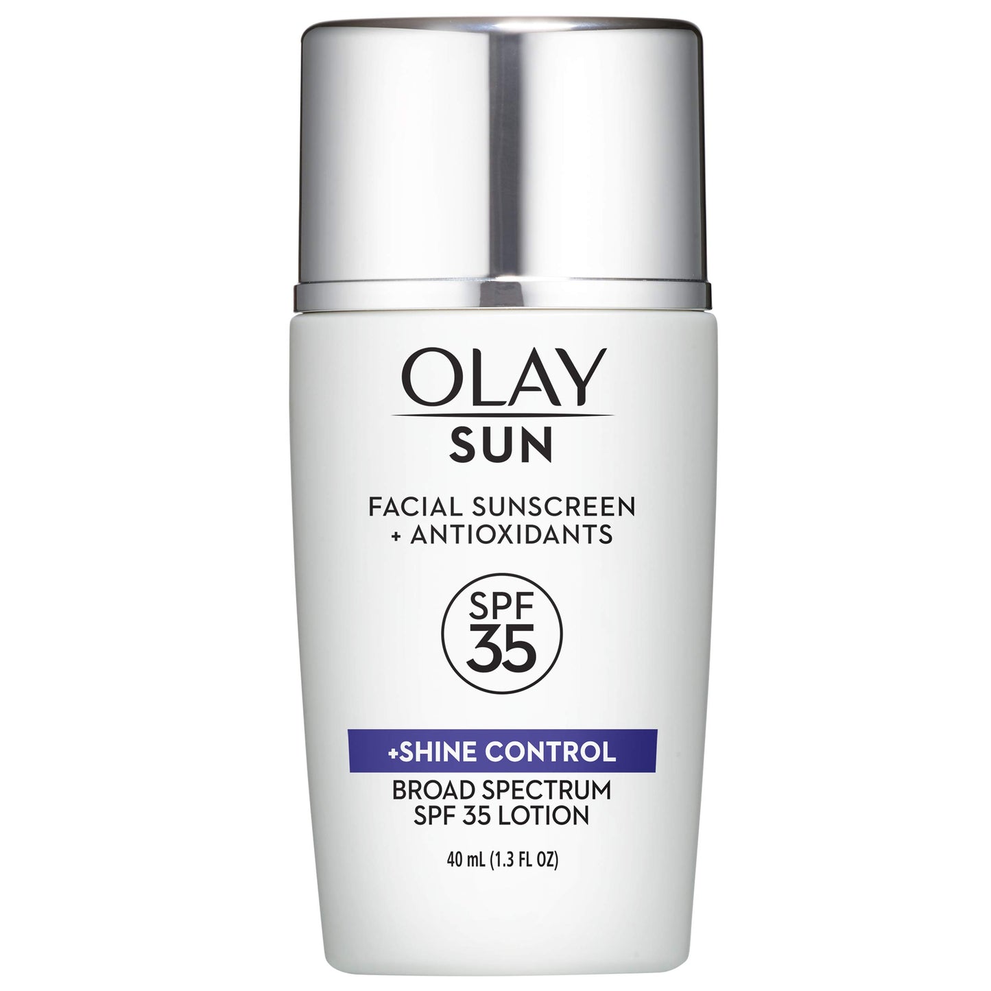 Olay Facial Sunscreen and Antioxidants Sun, SPF 35 Face Lotion + Shine Control, 1.3 Fl Oz