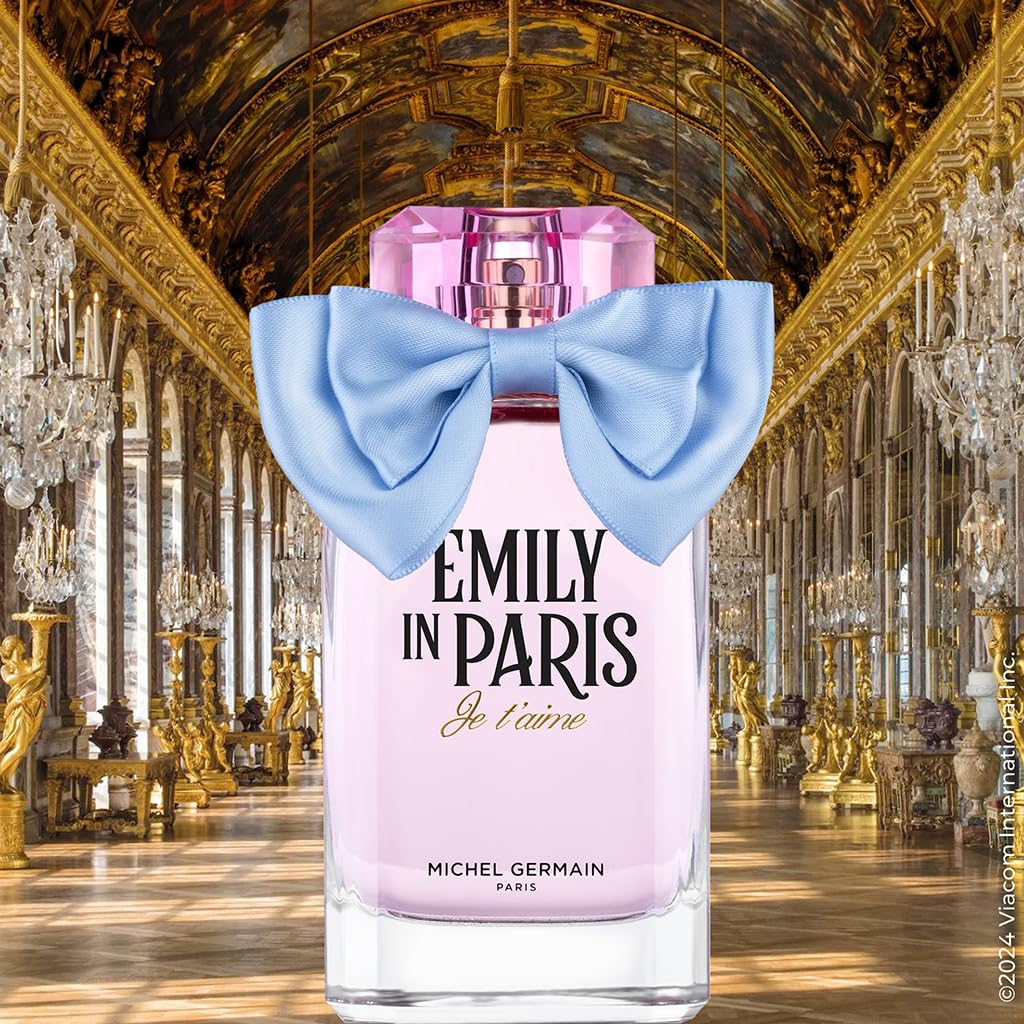 Michel Germain Emily in Paris Je T'aime Eau de Parfum Women's Fragrance Spray, Floriental Woody Scent, Top Notes of Pink Pepper, Raspberry, Seductive & Sophisticated Perfume Gift for Women, 3.4 Fl Oz
