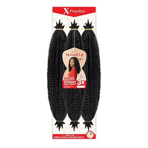 X-pression Braid Outre Crochet Braids X-Pression Twisted Up 3X Springy Afro Twist 24 in (1-pack, 2T1B/425)