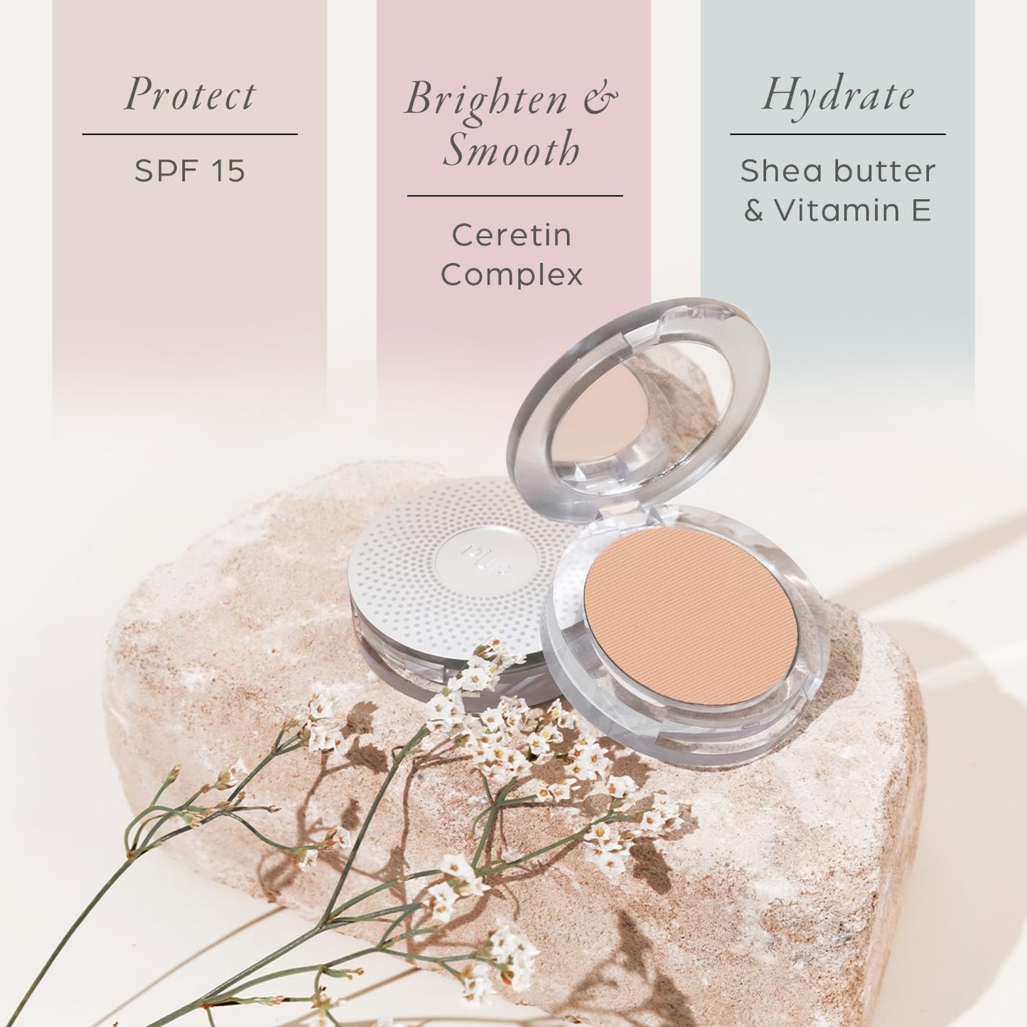 PUR Beauty 4-in-1 Pressed Mineral Makeup Powder Foundation with SPF 15 - Concealer & Finishing Compact Pressed Powder for Face - Buildable Medium