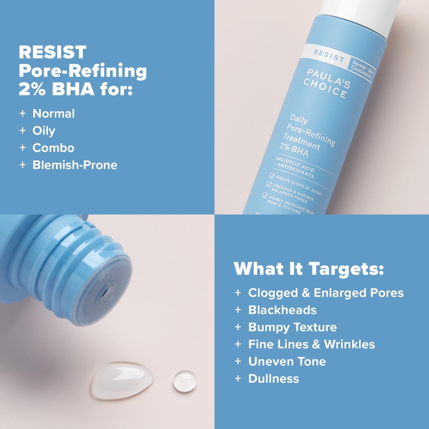 Paula's Choice RESIST Daily Pore Refining Treatment 2% BHA Exfoliant, Face Exfoliator with Salicylic Acid & Hyaluronic Acid, Liquid Exfoliant