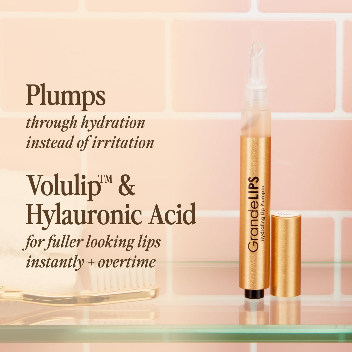 Grande Cosmetics GrandeLIPS Hydrating Lip Plumper - for Fuller-Looking, Hydrated Lips - Barely There (0.084 oz)
