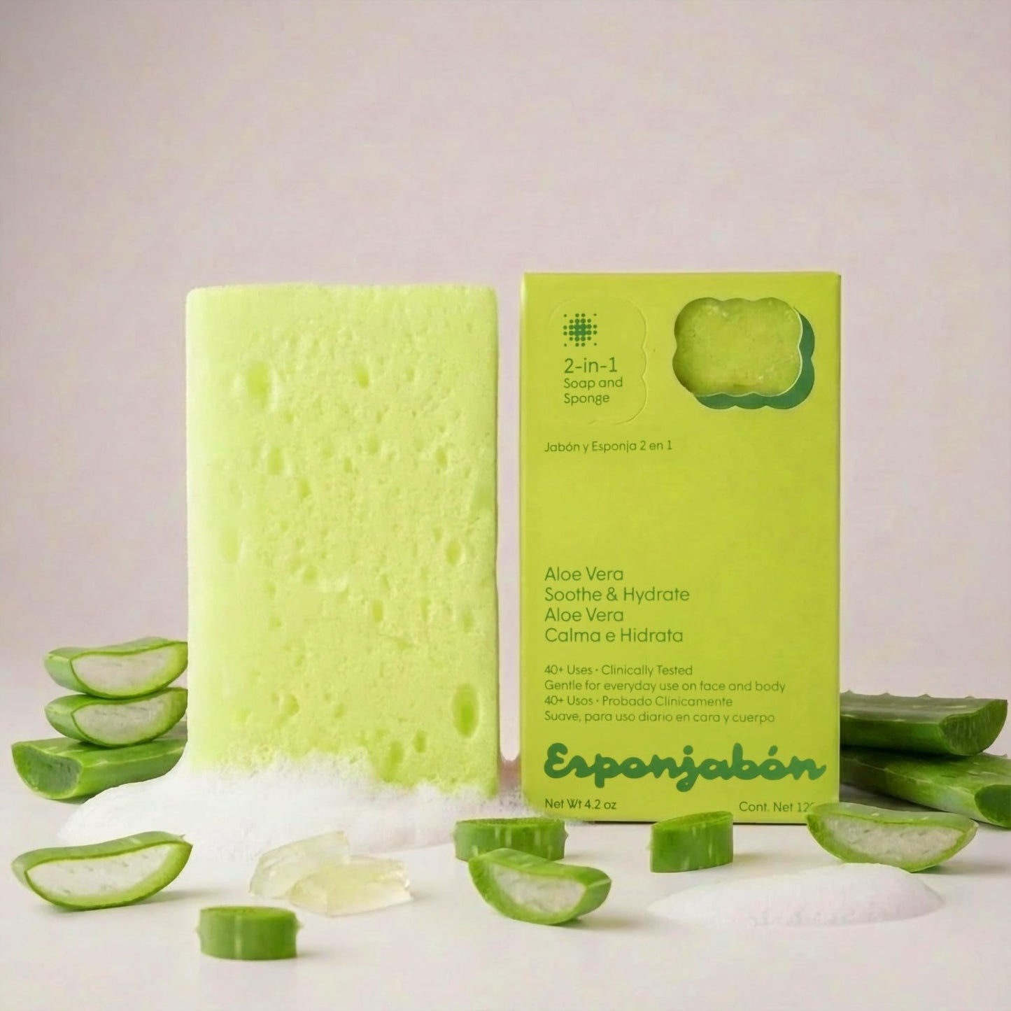 T.Taio Esponjabon Soap Sponge 2-Pack- Cleansing Shower Scrubber & Bath Wash Scrub - Massage & Lather Foot, Elbow, & Face - Bathroom Accessories