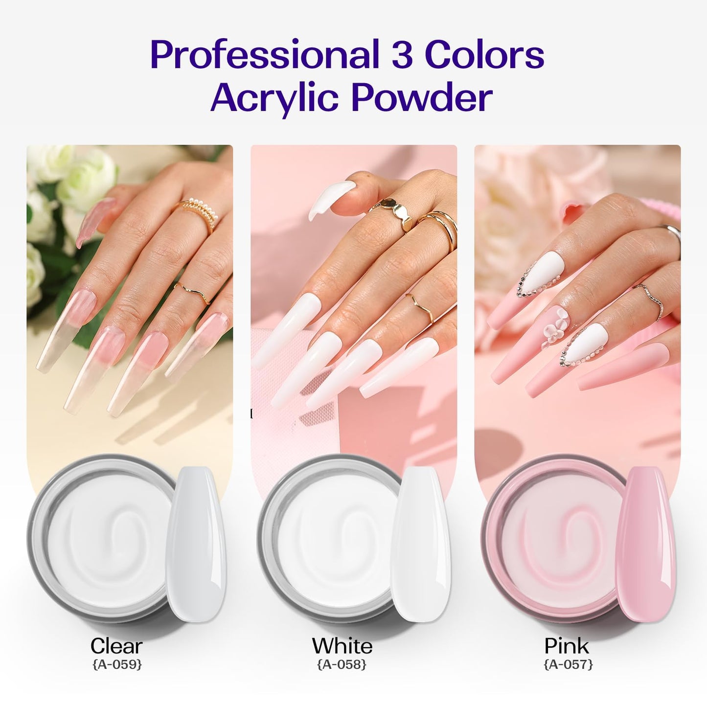 VANSISOS Acrylic Nail Kit for Beginners: Clear White Pink Powder and Liquid Set Professional Nails Kit Acrylic Set with Brushes for Home DIY Beauty and Personal Care VANSISOS