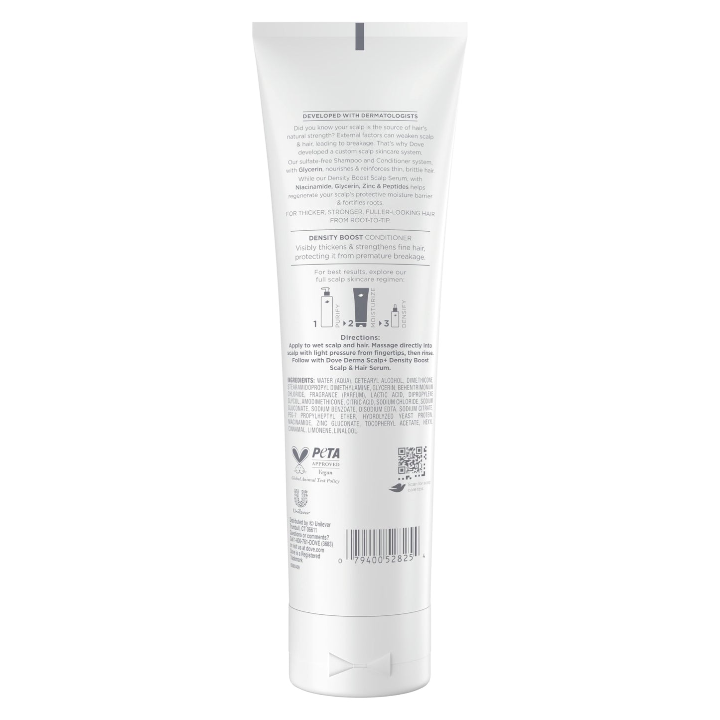 Dove Derma Scalp Density Boost Conditioner 1 ct With Lamellar Serum, Glycerin And Zinc + Peptides For Hair Loss And Breakage 9 oz