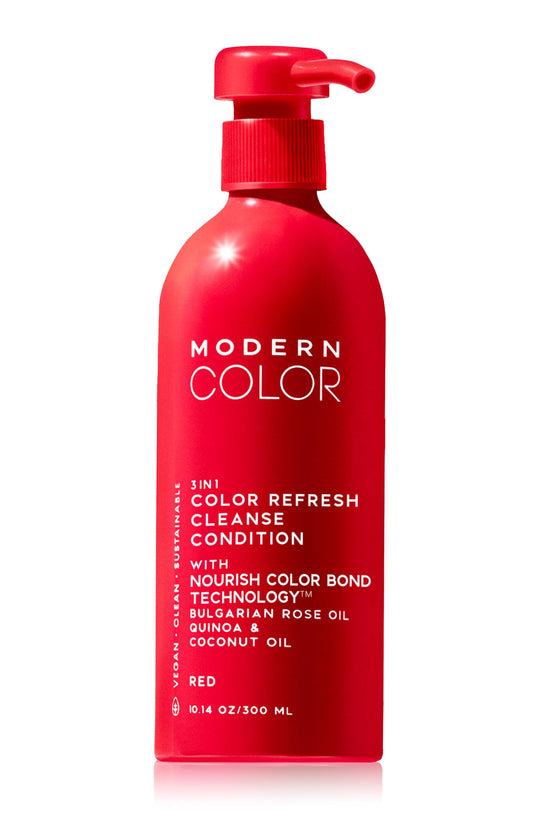 Modern Color 3-in-1 Hair Color Refresh, Cleanse & Condition - 100% Vegan, Cruelty-Free, Sustainably Packaged, Non-Toxic, Certified Clean Beauty (Red)