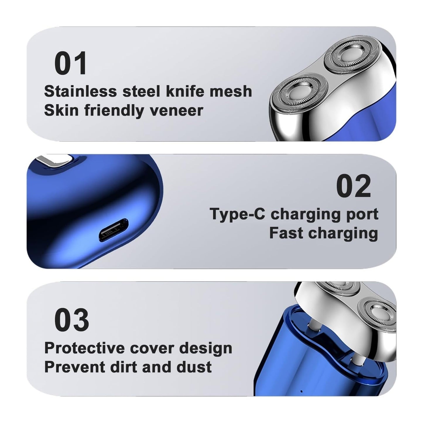 PWVFXHYF Double Head Electric Shaver for Men - Pocket-Size Portable Travel Razor, USB Rechargeable & Washable Dual-Head Electric Shaver(Vivid Black) Beauty and Personal Care PWVFXHYF