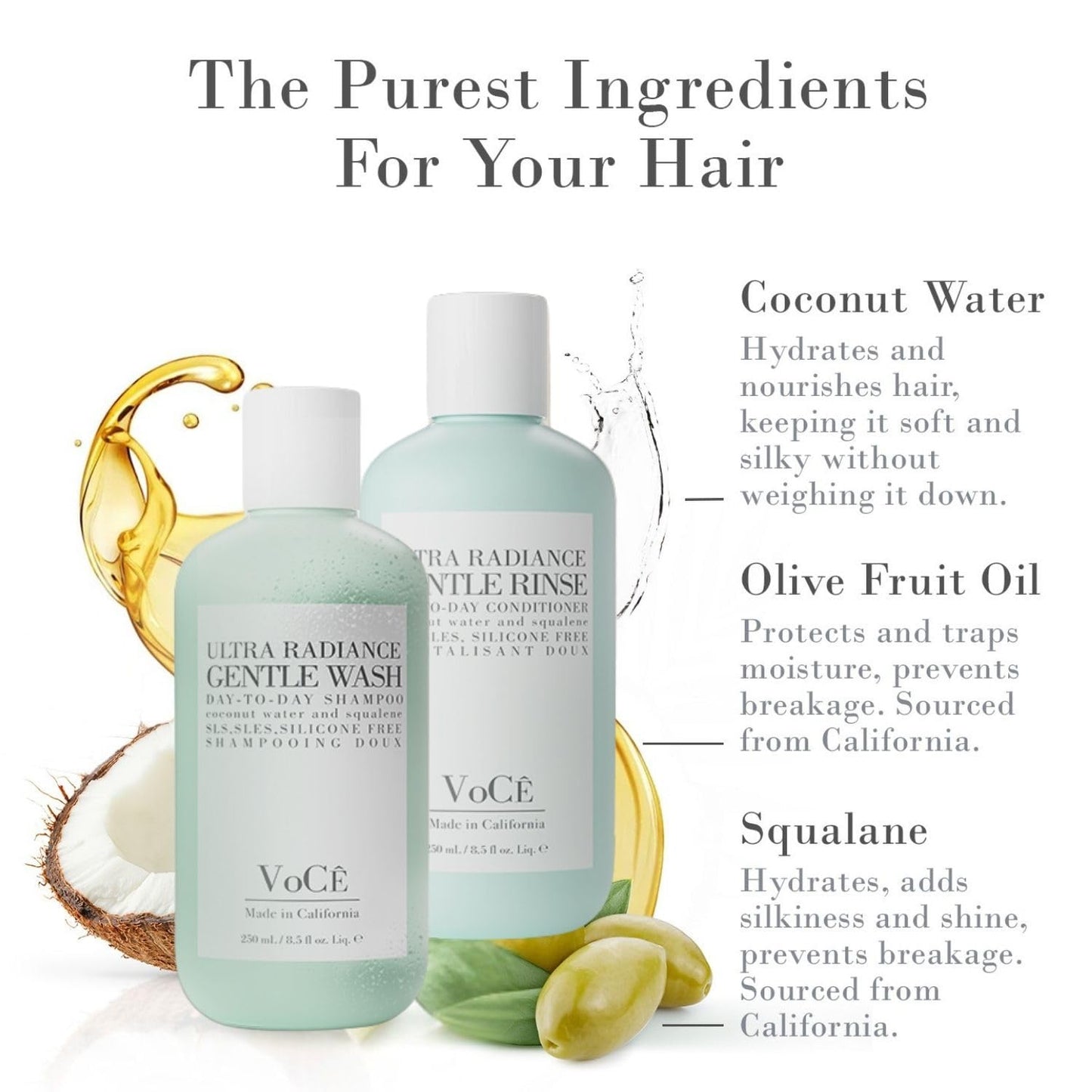 VoCÊ Haircare Gentle Shampoo & Conditioner Bundle | Daily Wash & Rinse 8.5oz