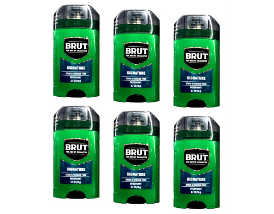 Brut Signature Deodorant - Stain & Residue Free, Powerful Odor Protection, 2.7 oz (76 g) (Pack of 6) Beauty and Personal Care Brut