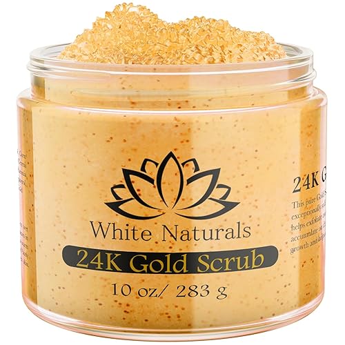 24K Gold Body Scrub, Natural Exfoliating Face Sugar Scrub With Anti-Aging Properties, Pure Skin Moisturizer, Reduce Wrinkles Deep Pore Cleansing