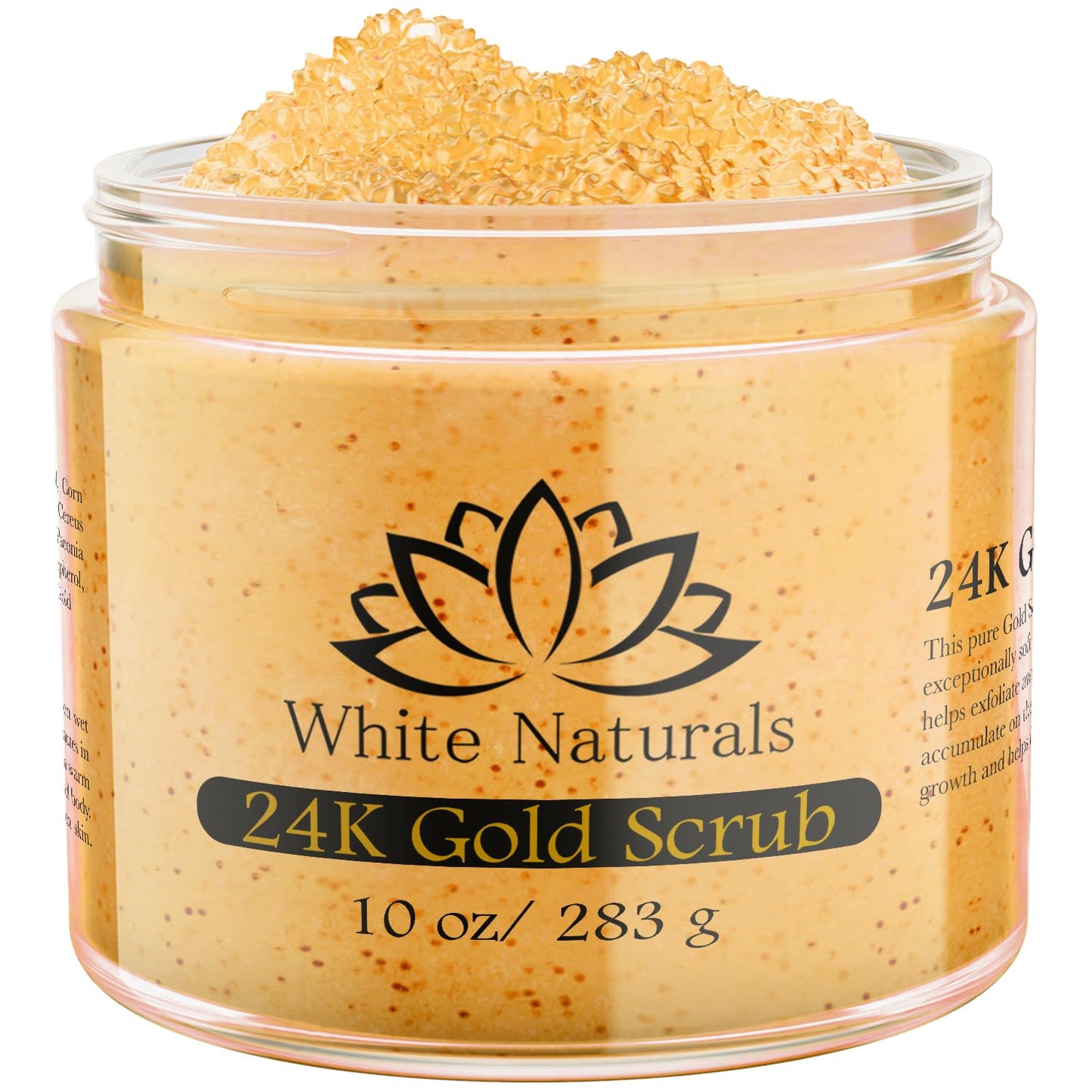 24K Gold Body Scrub, Natural Exfoliating Face Sugar Scrub With Anti-Aging Properties, Pure Skin Moisturizer, Reduce Wrinkles Deep Pore Cleansing