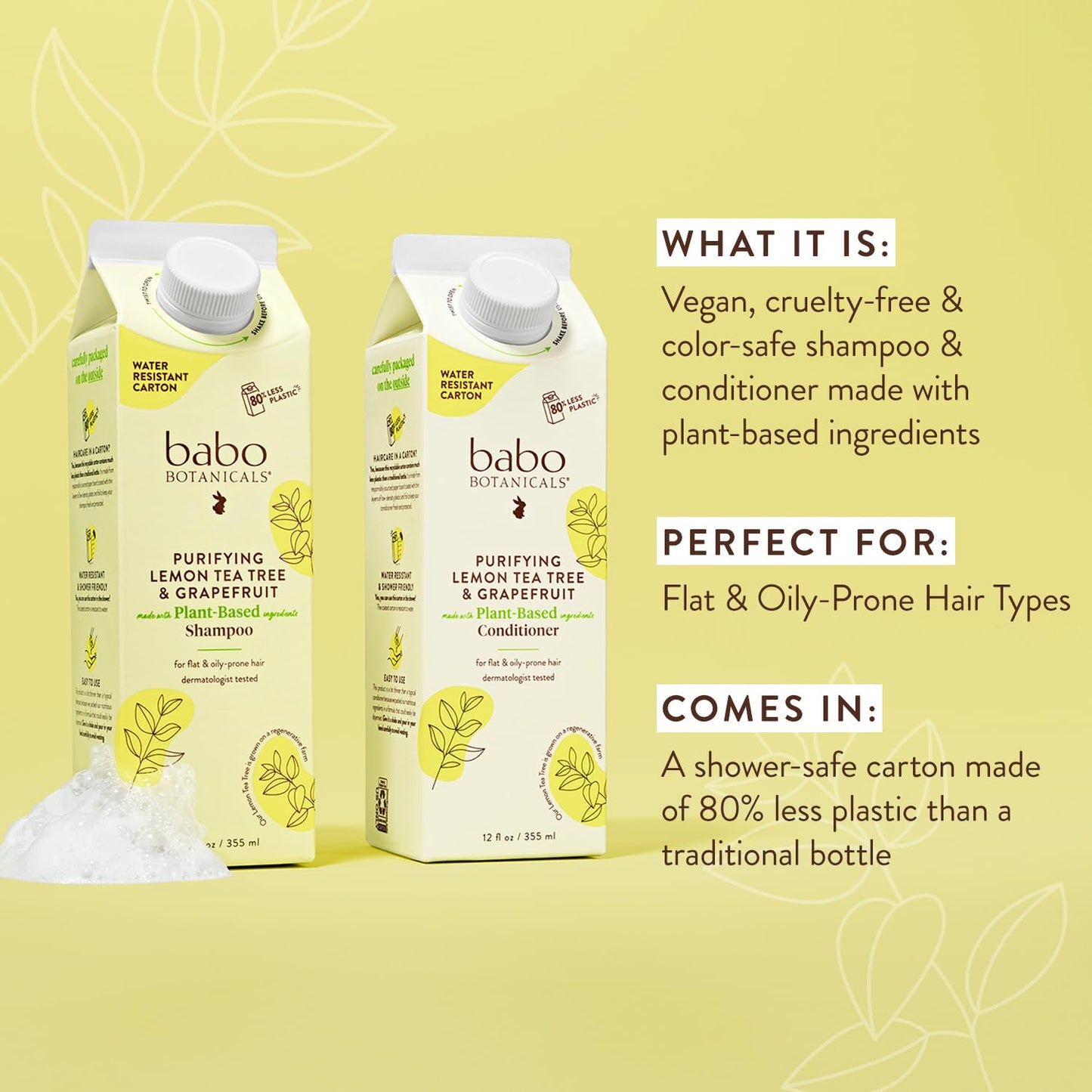 Babo Botanicals, Shampoo Purifying Lemon Myrtle Tea Tree, 12 Fl Oz