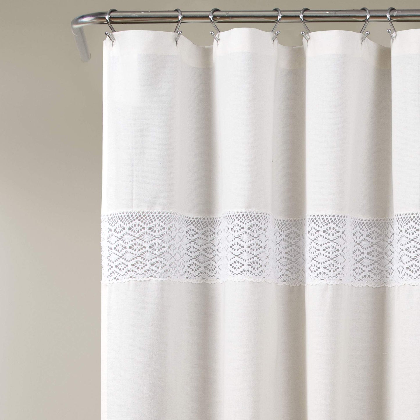 Lush Decor Dana Lace Shower Curtain, Bathroom Accessories, (72" x 72"), White