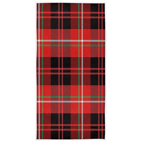 Christmas Red Buffalo Plaid Hand Towels New Year Check Bath Towel Bathroom Fingertip Towels Highly Absorbent Soft for Kitchen Face Gym Spa 30 X 15…