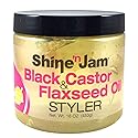 AmPro Shine-n-Jam Castor Oil and Flaxseed Gel - Nourishes Tresses and Adds Shine - Infused With Vitamin E to Condition All Hair Textures - Strengthens
