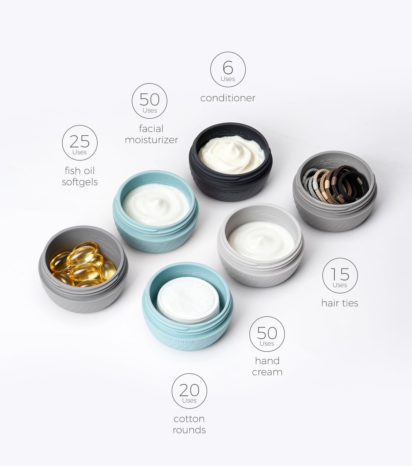 TakeToday Travel Containers for Toiletries, 2oz, 4 Pack, Apricot Beauty and Personal Care TakeToday