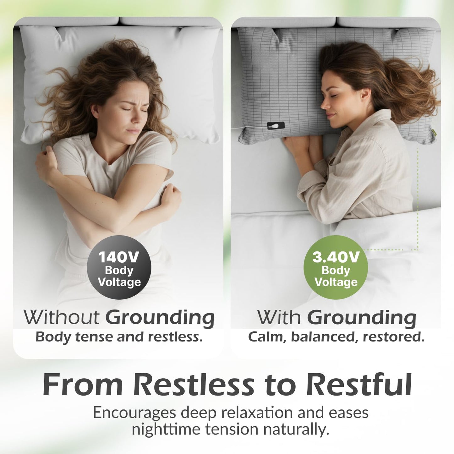 The Grounding Co. Terra Grounding Pillow Case - King Size 20x37in- Premium Fabric Blend - Organic Egyptian Cotton & Silver-Infused Threads - Pillow